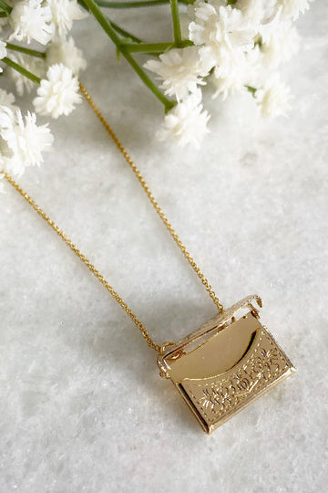 Wisteria London Floria Gold Envelope Necklace Wisteria London